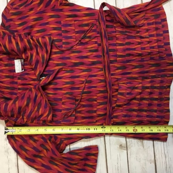 Pink Orange Ikat Print Tie Belt Jacket by Dolan - Picture 7 of 8